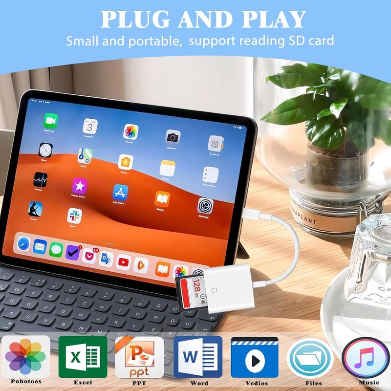 MTIQHS iPhone SD Card Reader USB C, Digital Camera Adapter iPhone 17, Trail Camera SD Card Reader USB C Memory Card Reader for iPhone 17/16/15/iPad/MacBook/iMac/Galaxy/Android - Image 4